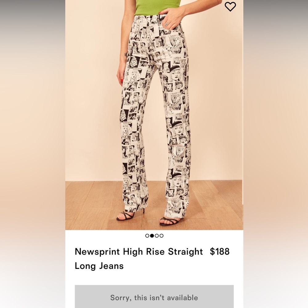 Reformation Newsprint Jeans in Size 24